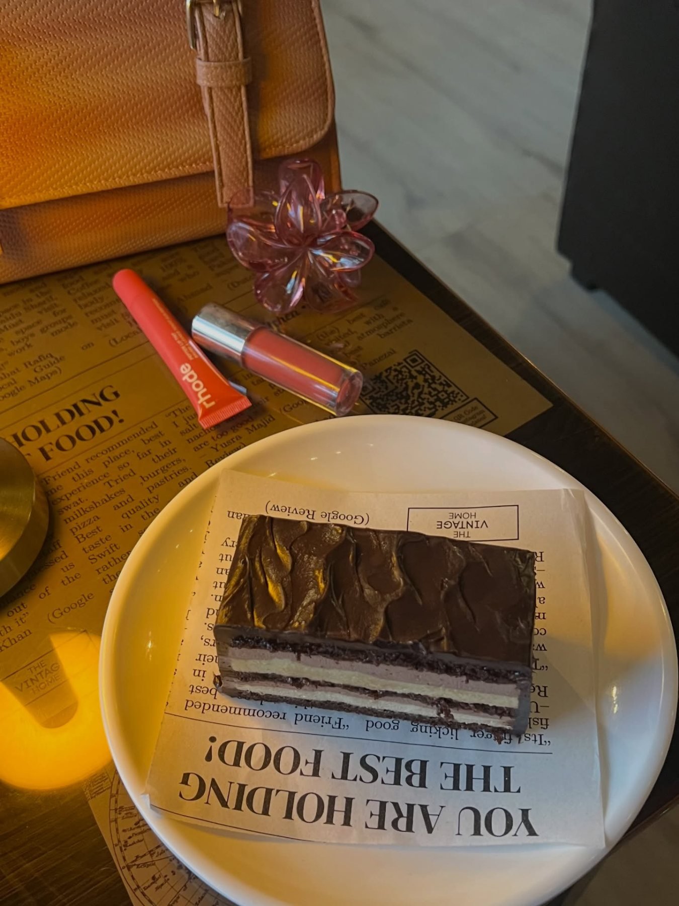 A dessert plated at the counter