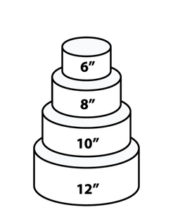 A four-tier round cake, 6 to 12 inches